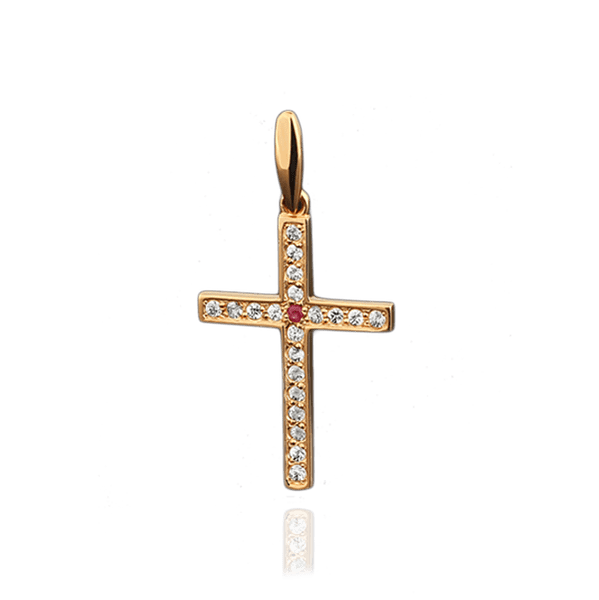 Кулон крестик с рубином и лейкосапфирами 023157 детальное изображение ювелирного изделия Декоративные золотые крестики Кулон крестик с рубином и лейкосапфирами 023157 детальное изображение ювелирного изделия Декоративные золотые крестики