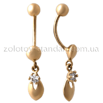 обзорное фото Золотой пирсинг 300103  Золотая серьга в пупок