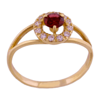 обзорное фото Золотое кольцо с родолитом 376213  Золотые кольца с родолитом
