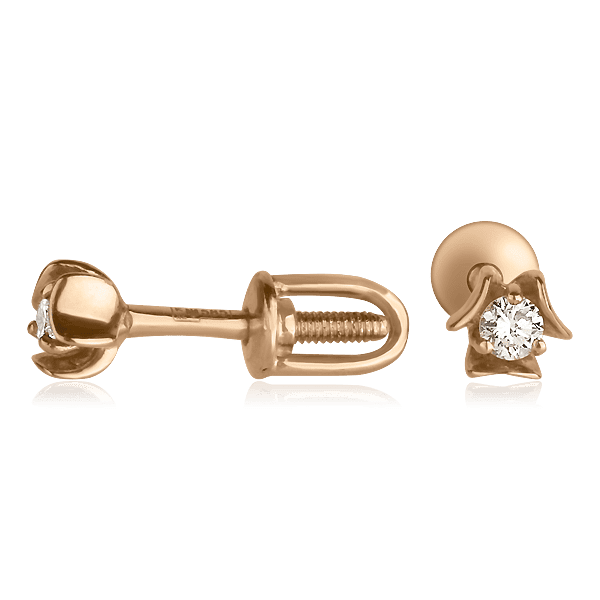 Серьги-пуссеты с красного золота с бриллиантами 023065 детальное изображение ювелирного изделия Золотые серьги с бриллиантами Серьги-пуссеты с красного золота с бриллиантами 023065 детальное изображение ювелирного изделия Золотые серьги с бриллиантами