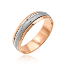 обзорное фото Свадебное обручальное кольцо с вставкой из белого золота 036718  Золотые кольца