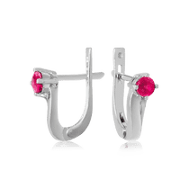 обзорное фото Серебряные серьги Бамбук с рубином 023054 Серебряные серьги с камнями обзорное фото Серебряные серьги Бамбук с рубином 023054  Серебряные серьги с камнями