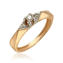 обзорное фото Женское кольцо с фианитами комбинированное золото 033449  Золотые кольца
