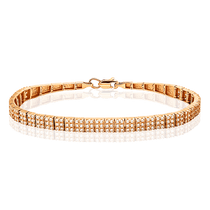 обзорное фото Женский золотой браслет с россыпью фианитов 035800 Золотые браслеты обзорное фото Женский золотой браслет с россыпью фианитов 035800  Золотые браслеты