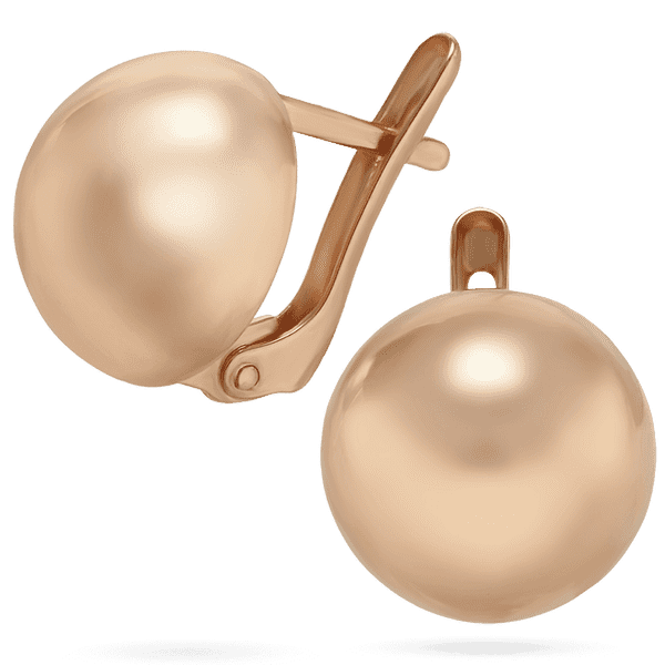 Золотые серьги Первая Леди, шарик полусфера с английским замком 037139 детальное изображение ювелирного изделия Золотые серьги без вставок