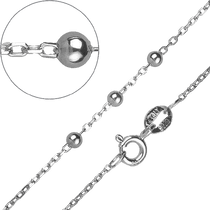 обзорное фото Серебряная цепочка якорного плетения с шариками на шпрингельном замке 040225  Серебряные колье