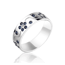 обзорное фото Золотое кольцо с бриллиантами и сапфирами 1151/1  Золотые кольца с сапфиром