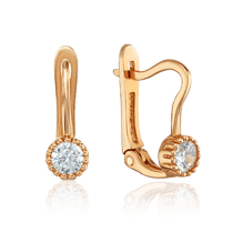 обзорное фото Золотые детские серьги на английском замке Цветочек 037830 Серьги с камнями обзорное фото Золотые детские серьги на английском замке Цветочек 037830  Серьги с камнями