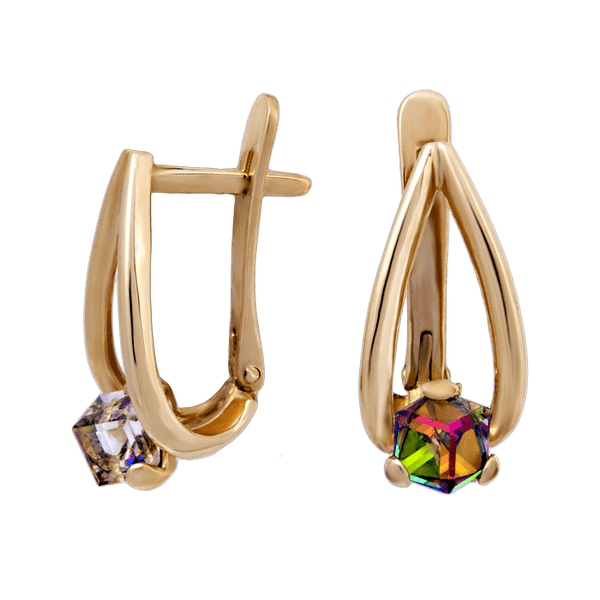 Золотые серьги с цирконием 1511 детальное изображение ювелирного изделия Золотые серьги с фианитом