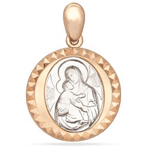 обзорное фото Золотая ладанка Владимирская икона Божьей Матери без вставок 039025  Золотые подвески иконки