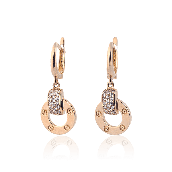 Золотые серьги с фианитами 028407 детальное изображение ювелирного изделия Золотые серьги с фианитом Золотые серьги с фианитами 028407 детальное изображение ювелирного изделия Золотые серьги с фианитом