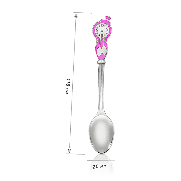 серебряная ложечка с розовой эмалью часики серебряная ложечка с розовой эмалью часики