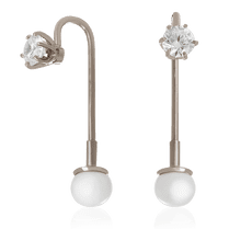 обзорное фото Золотые серьги с цирконием 023367 Золотые серьги с жемчугом обзорное фото Золотые серьги с цирконием 023367  Золотые серьги с жемчугом