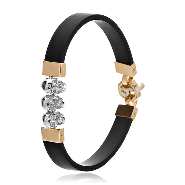 каучуковый браслет с золотом с черепами каучуковый браслет с золотом с черепами