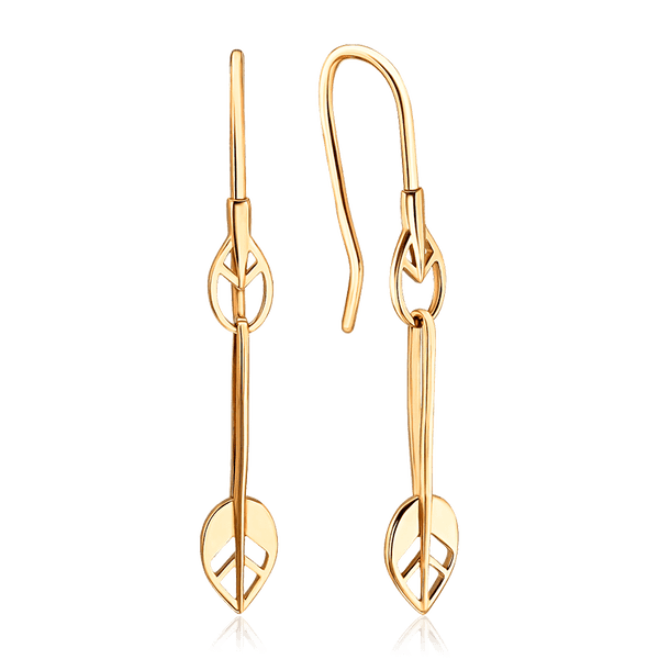 Романтические золотые серьги подвески Листик 035189 детальное изображение ювелирного изделия Золотые серьги Романтические золотые серьги подвески Листик 035189 детальное изображение ювелирного изделия Золотые серьги