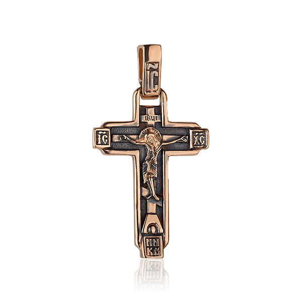 Золотой крест с чернением в красном золоте 028267 детальное изображение ювелирного изделия Крестики мужские