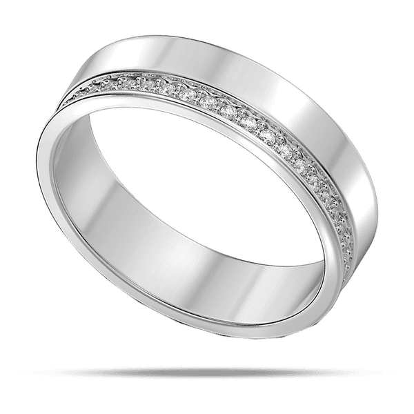 Обручка з діамантовою доріжкою в білому золоті 585 проби Обручка з діамантовою доріжкою в білому золоті 585 проби