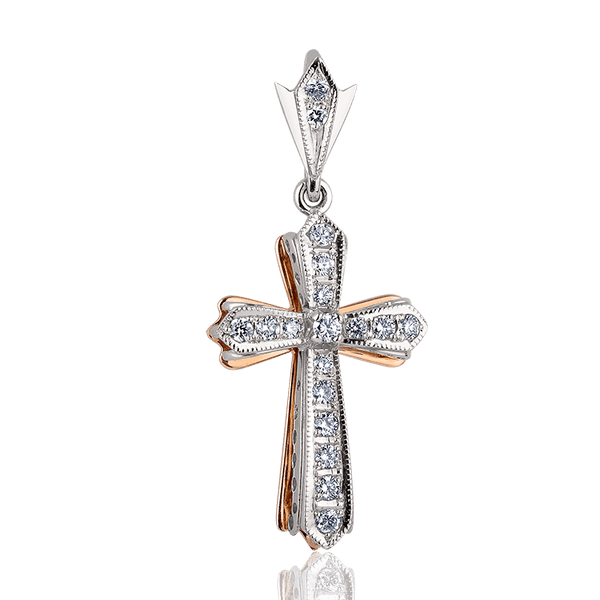 Золотой крестик с бриллиантами 036039 детальное изображение ювелирного изделия Золотые подвески Золотой крестик с бриллиантами 036039 детальное изображение ювелирного изделия Золотые подвески