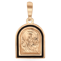 обзорное фото Золотая ладанка Казанская икона Божией Матери с эмалью 036832 Золотые подвески иконки обзорное фото Золотая ладанка Казанская икона Божией Матери с эмалью 036832  Золотые подвески иконки