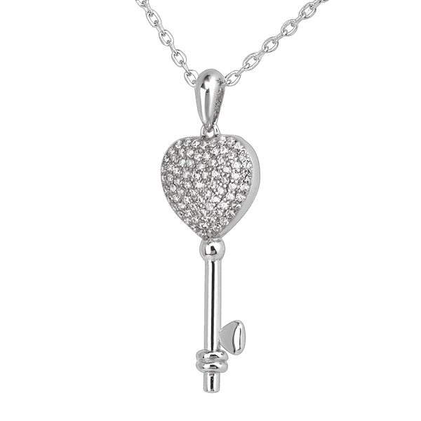 Серебряное колье Ключик украшен россыпью фианитов на карабине 040577 детальное изображение ювелирного изделия Серебряные колье Серебряное колье Ключик украшен россыпью фианитов на карабине 040577 детальное изображение ювелирного изделия Серебряные колье