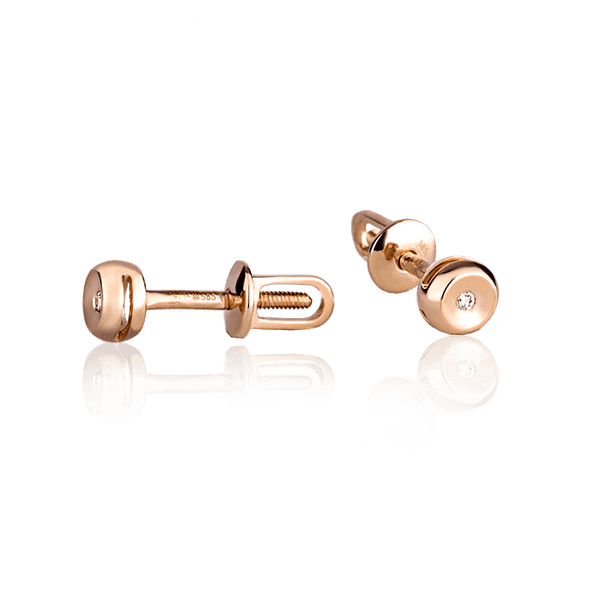 Золотые серьги-пуссеты из красного золота с бриллиантом 025390 детальное изображение ювелирного изделия Золотые серьги с бриллиантами Золотые серьги-пуссеты из красного золота с бриллиантом 025390 детальное изображение ювелирного изделия Золотые серьги с бриллиантами