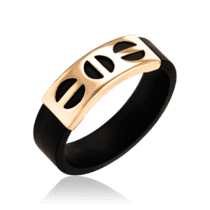 обзорное фото Каучуковое кольцо с золотой пластиной 031712  Золотые кольца
