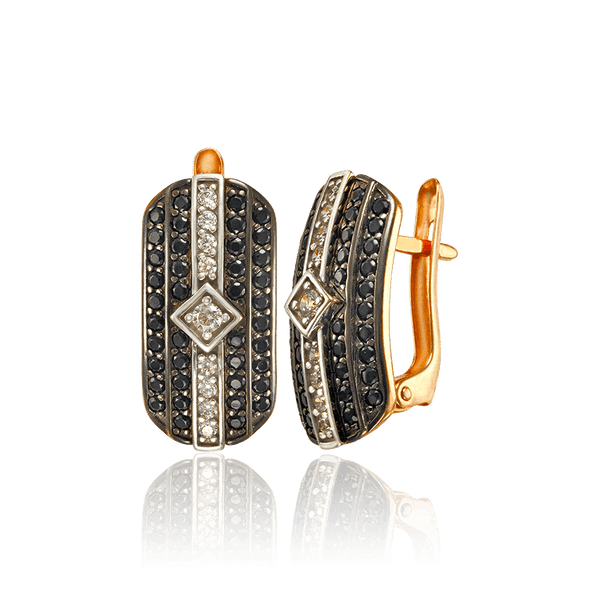 Массивные золотые серьги с черными и белыми фианитами 033475 детальное изображение ювелирного изделия Золотые серьги Массивные золотые серьги с черными и белыми фианитами 033475 детальное изображение ювелирного изделия Золотые серьги