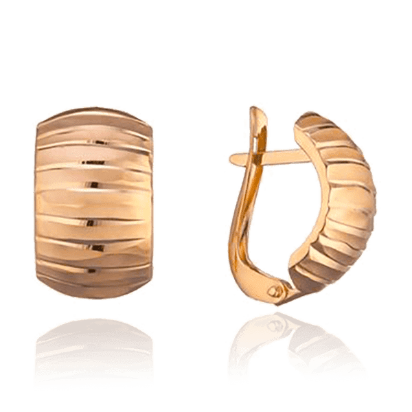 Золотые серьги с английской застежкой Панцирь 032708 детальное изображение ювелирного изделия Золотые серьги без вставок