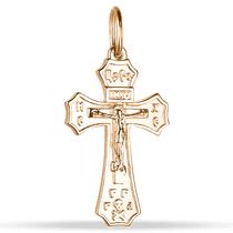 обзорное фото Крест в красном золоте с распятием Спаси и Сохрани 585 пробы 038869 Крестики мужские обзорное фото Крест в красном золоте с распятием Спаси и Сохрани 585 пробы 038869  Крестики мужские
