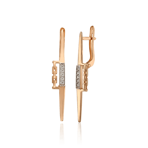 Золотые серьги с фианитами 031616 детальное изображение ювелирного изделия Золотые серьги с фианитом Золотые серьги с фианитами 031616 детальное изображение ювелирного изделия Золотые серьги с фианитом