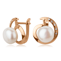 обзорное фото Золотые серьги с жемчугом 572412  Золотые серьги с жемчугом