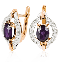 обзорное фото Золотые серьги с александритом 023503 Золотые серьги с александритом обзорное фото Золотые серьги с александритом 023503  Золотые серьги с александритом