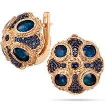 обзорное фото Золотые серьги с опалом и фианитами Банжамин 034140 Золотые серьги с опалом обзорное фото Золотые серьги с опалом и фианитами Банжамин 034140  Золотые серьги с опалом