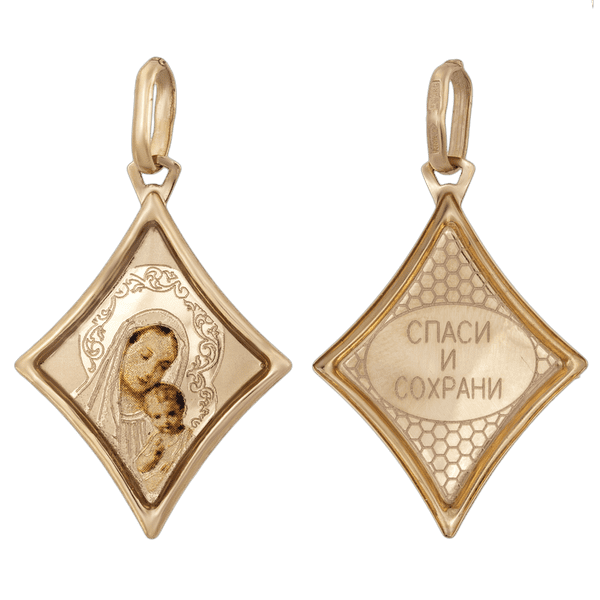 Золотой кулон Божья Матерь 420907 детальное изображение ювелирного изделия Золотые подвески иконки
