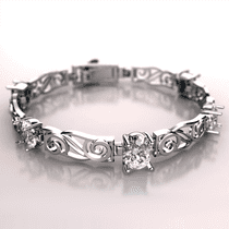 обзорное фото Браслет из белого золота 893079 Золотые браслеты жесткие обзорное фото Браслет из белого золота 893079  Золотые браслеты жесткие