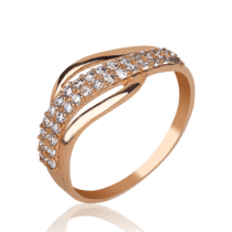 обзорное фото Золотое кольцо с фианитами 031497  Золотые кольца с фианитом