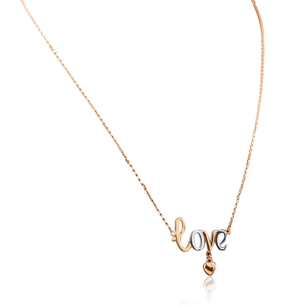 Золотое колье Love с сердечком без вставок 026546 фото Золотое колье Love с сердечком без вставок 026546 фото