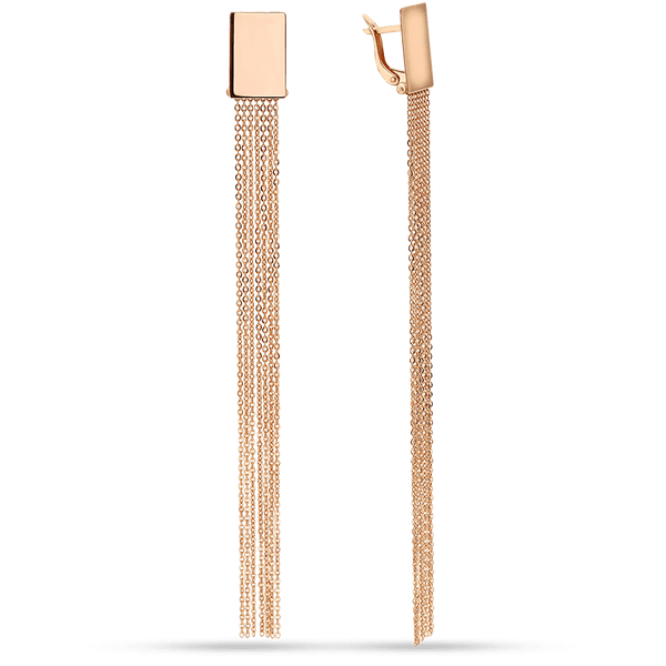 Золотые серьги с цепочками Сумасшедший Ритм 034004 детальное изображение ювелирного изделия Золотые серьги без вставок Золотые серьги с цепочками Сумасшедший Ритм 034004 детальное изображение ювелирного изделия Золотые серьги без вставок