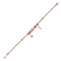 обзорное фото Браслет из красного золота Бусины и подвески с фианитами 032337 Женские золотые браслеты обзорное фото Браслет из красного золота Бусины и подвески с фианитами 032337  Женские золотые браслеты