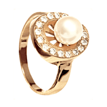 обзорное фото Кольцо с жемчугом 320457  Золотые кольца с жемчугом
