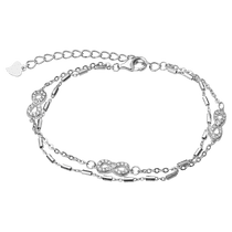 обзорное фото Двойной серебряный браслет на руку 925 пробы с двумя разными цепочками Бесконечность 039726 Серебряные женские браслеты обзорное фото Двойной серебряный браслет на руку 925 пробы с двумя разными цепочками Бесконечность 039726  Серебряные женские браслеты