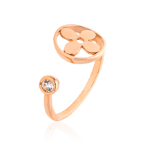 обзорное фото Золотое кольцо на фалангу Клевер с фианитом 032667  Золотые кольца