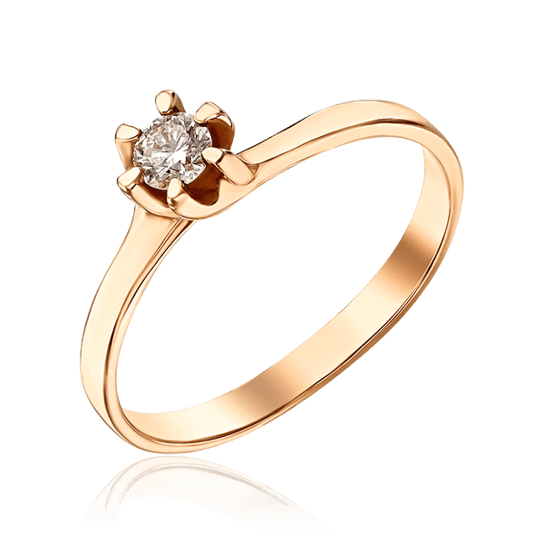 Кольцо с бриллиантом в красном золоте 035167 детальное изображение ювелирного изделия Золотые кольца