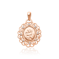 обзорное фото Золотая ладанка с фианитами 029583 Золотые подвески иконки обзорное фото Золотая ладанка с фианитами 029583  Золотые подвески иконки