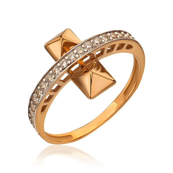 Золотое кольцо с дорожкой фианитов пирамиды 034062 детальное изображение ювелирного изделия Золотые кольца Золотое кольцо с дорожкой фианитов пирамиды 034062 детальное изображение ювелирного изделия Золотые кольца