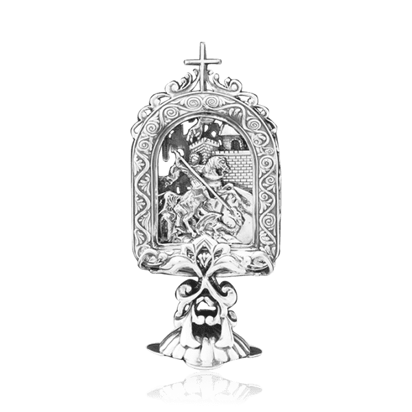 Икона серебряная настольная Георгий Победоносец 035962 детальное изображение ювелирного изделия Иконы серебро Икона серебряная настольная Георгий Победоносец 035962 детальное изображение ювелирного изделия Иконы серебро