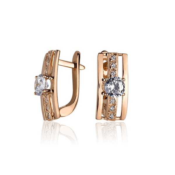 Золотые серьги с цирконием 030555 детальное изображение ювелирного изделия Золотые серьги с фианитом Золотые серьги с цирконием 030555 детальное изображение ювелирного изделия Золотые серьги с фианитом