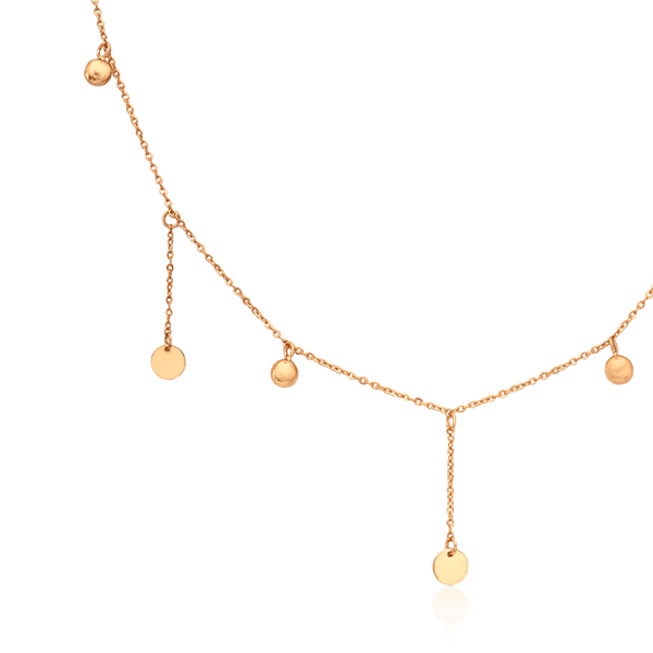 Золоте кольє з кульками і монетками в червоному золоті 033916 детальне зображення ювелірного виробу Золоте кольє з кульками і монетками в червоному золоті 033916 детальне зображення ювелірного виробу