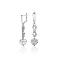обзорное фото Серебряные серьги в стиле Tiffany с фианитами 027949  Серебряные серьги с камнями