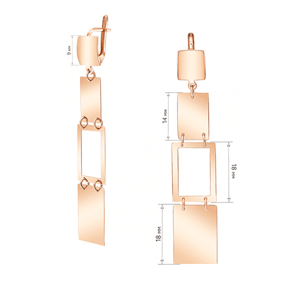 Золотые серьги подвески на английском замке Золотые серьги подвески на английском замке